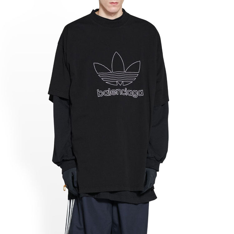 Balenciaga x adidas Trefoil T-shirt 'Black White' 723976TNVN81070