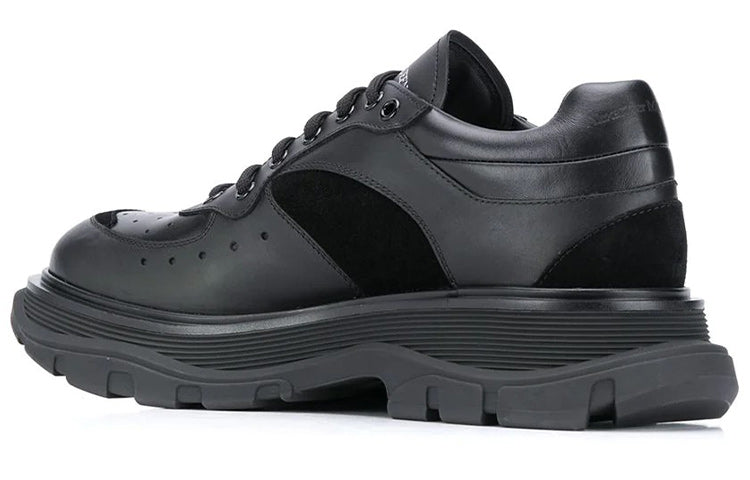 Alexander McQueen Tread Suede-panelled Leather Trainers 'Black' 627222WHRH51081