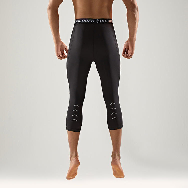 Rigorer Compression Leggings 3/4 with Reflective Print 'Black White' Z119111402
