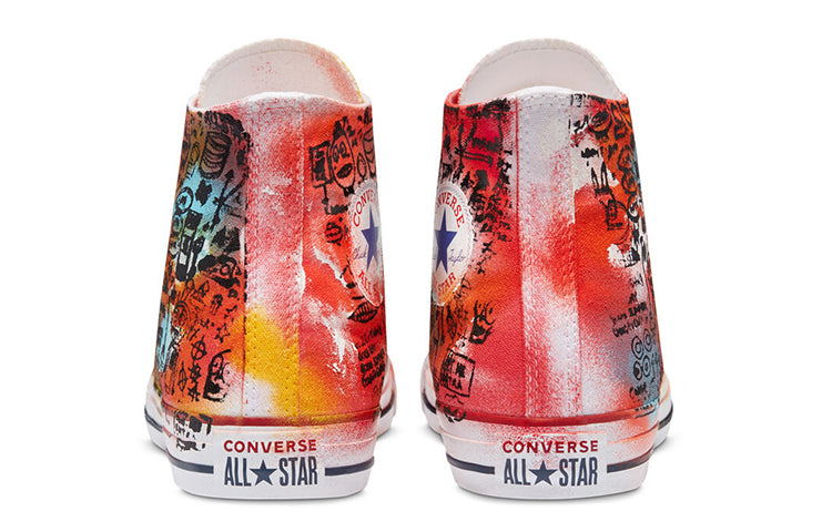 Converse Hand Painted Chuck Taylor All Star High Top Canvas Shoes Orange/Red 171718C