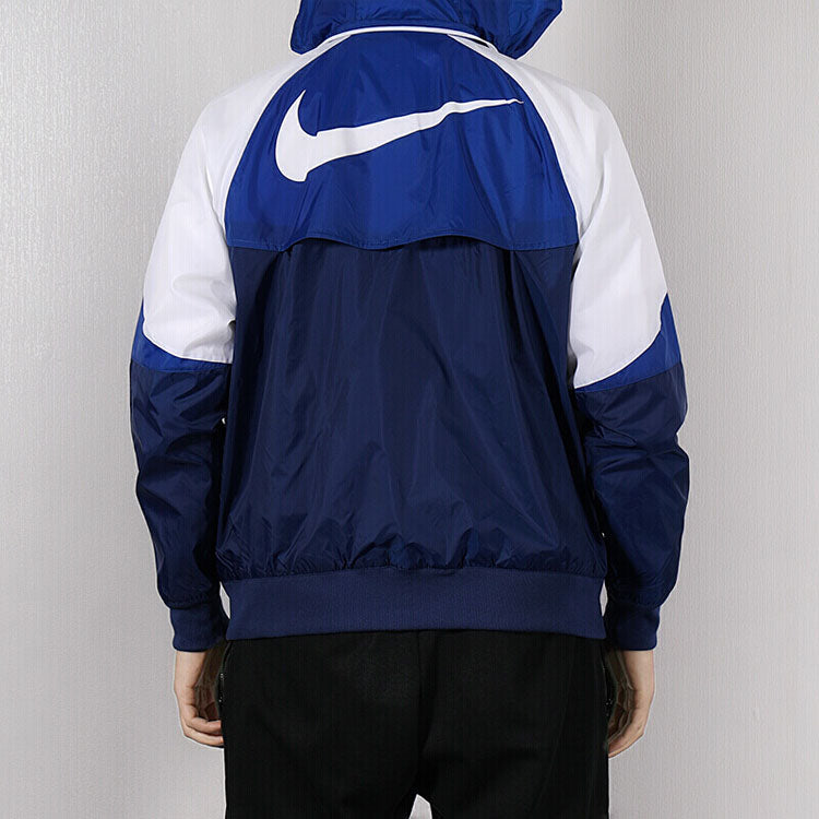 Men's Nike Casual Windproof Hooded Blue Jacket AR2210-492