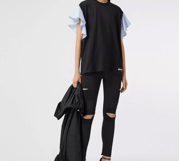Burberry Cotton Large Loose Short Sleeve Black 80295721