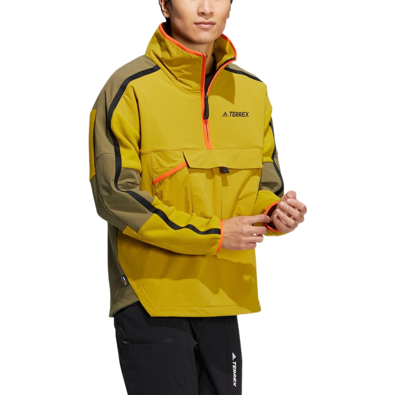 adidas neo Utl Hz Top Solid Color Printing Zipper Stand Collar Pullover Olive Green Windbreaker HN2036