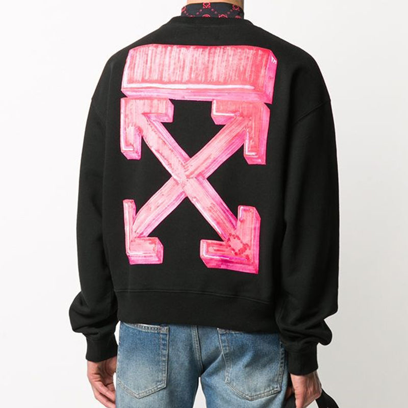 Off-White FW20 Marker Arrows Printing Pullover Men Black OMBA035E20FLE0021025