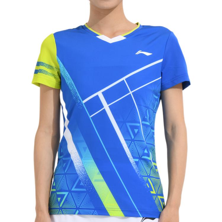 (WMNS) Li-Ning Badminton Series Quick Dry Training Tournament Short Sleeve T-Shirt 'Crystal Blue' AAYS072-3