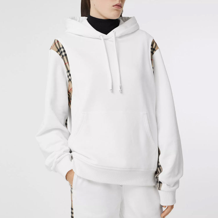 (WMNS) Burberry Plaid Loose hoodie White 80321291