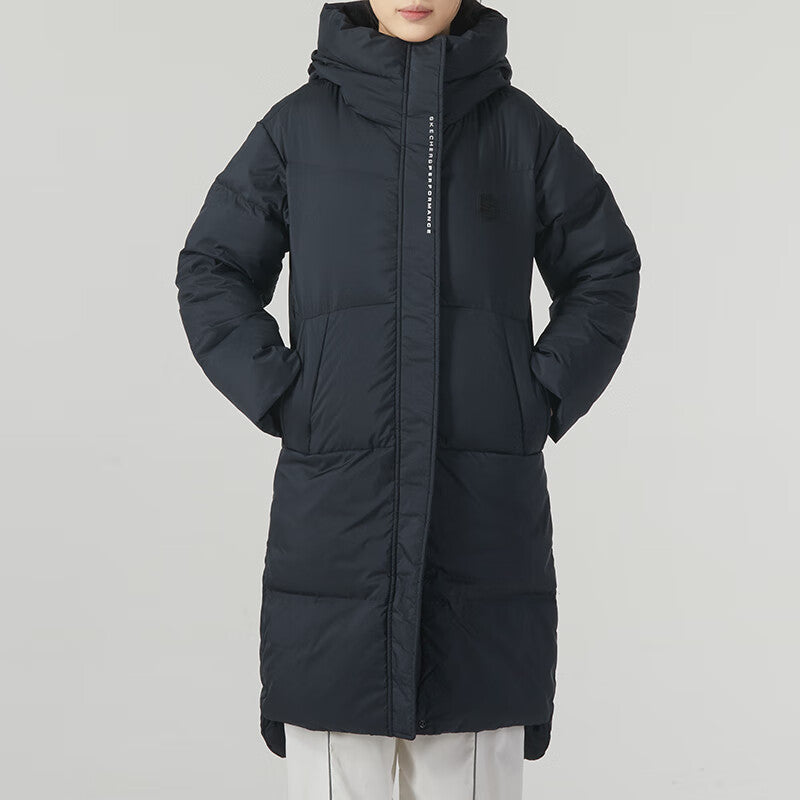 (WMNS) Skechers Casual Long Down Jacket 'Black' P423W030-0018