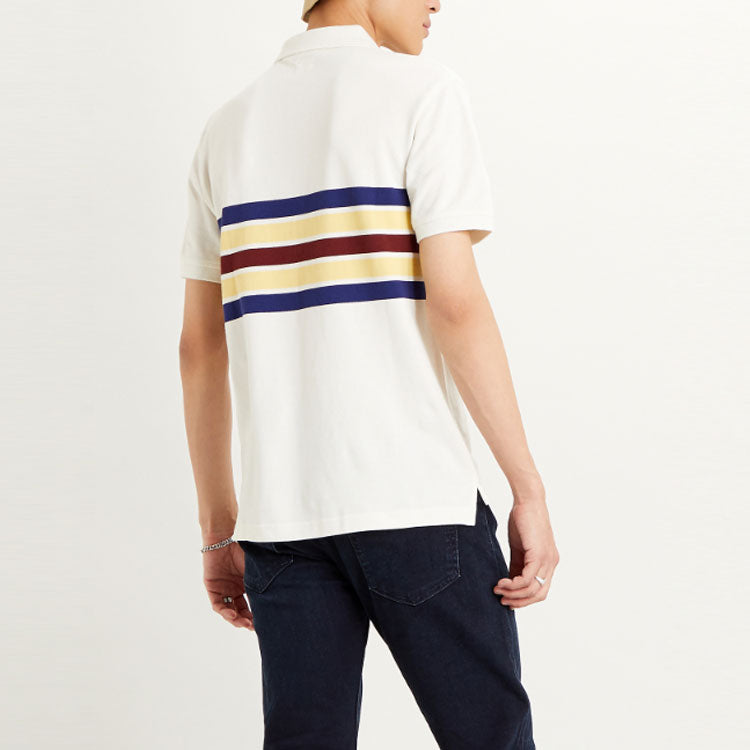 Men's Levis Short Sleeve Stripe Polo Shirt White 85633-0012