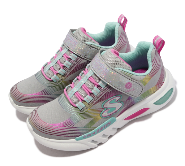 (GS) Skechers S Lights-Glow-Brites 'Light Grey Multicolor' 302306-LGYMT