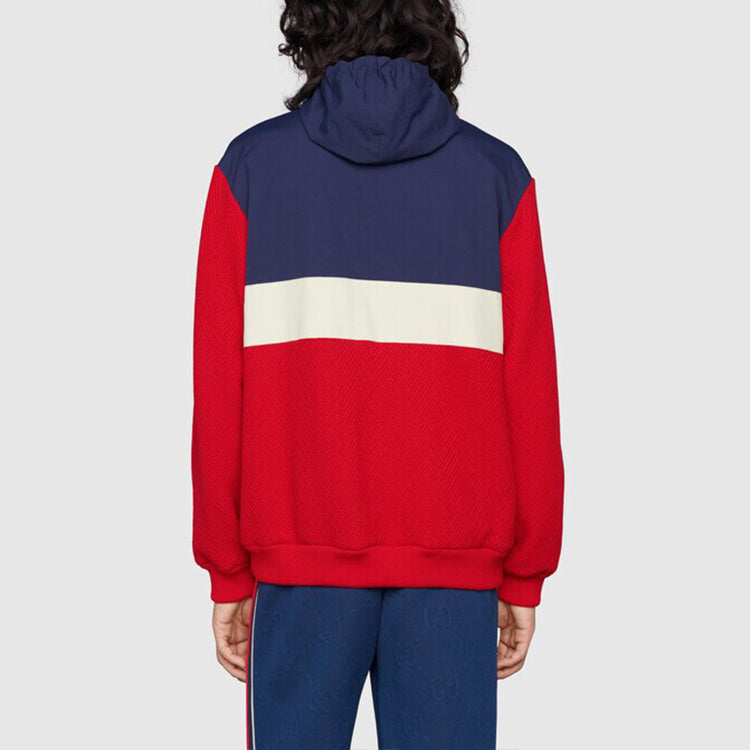 Gucci Wool Jersey Hooded Zip-up Sweatshirt'Red Blue Beige' 673279-XJDUX-6051