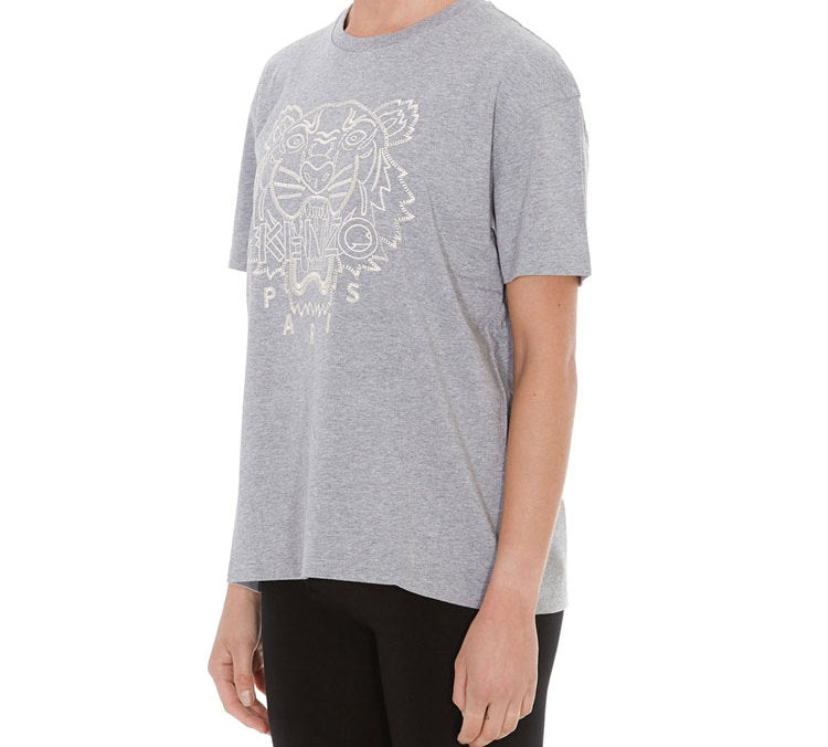 KENZO Tiger Head Embroidered Short Sleeve Pearl Gray F96-2TS952-4Y5-94