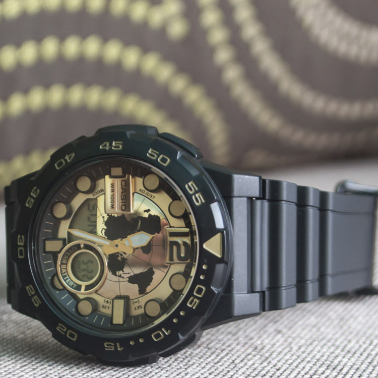 CASIO Male YOUTH Japan / South Korea Fashion Sports Mens BlackGold Analog AEQ-100BW-9AVDF