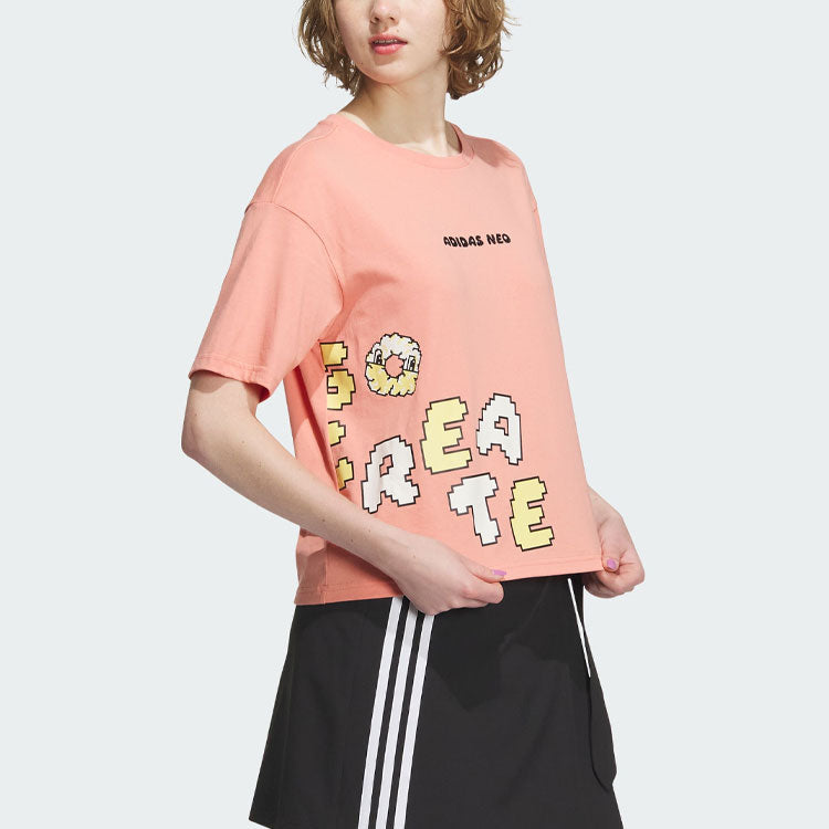(WMNS) adidas Neo Graphic Short Sleeve T-Shirt Asia Sizing 'Pink' IK5152