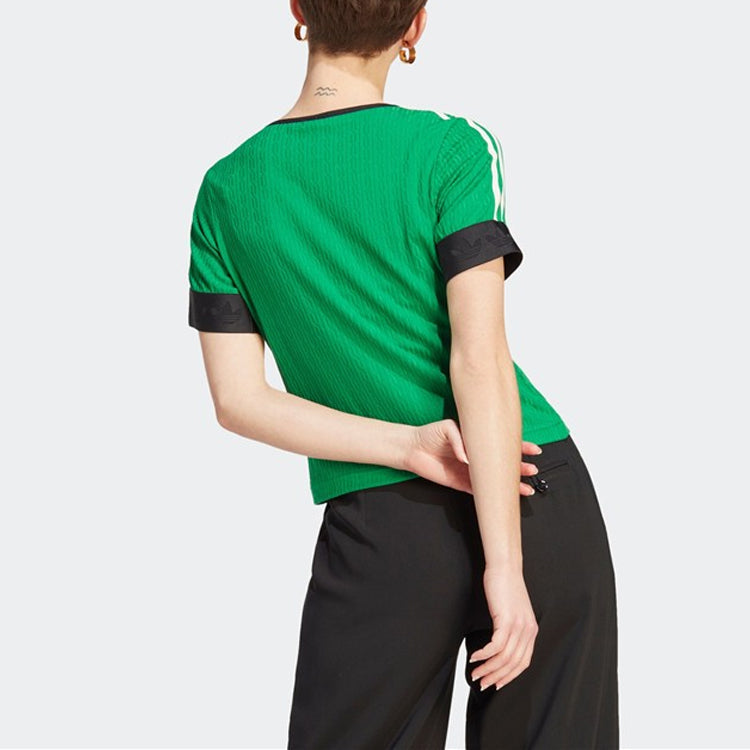 (WMNS) adidas originals SS23 adicolor 70s Knit T-Shirt 'Green' IK7844