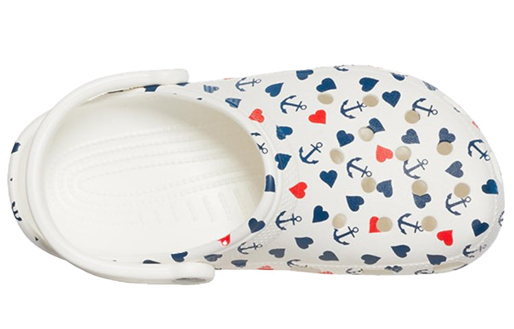 Crocs Classic Clog Printing Sandals White Blue 206053-94S
