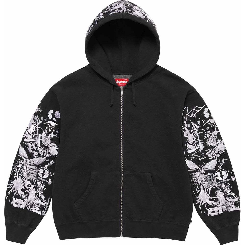 Supreme AOI Zip Up Hooded Sweatshirt 'Black White' SUP-SS24-186