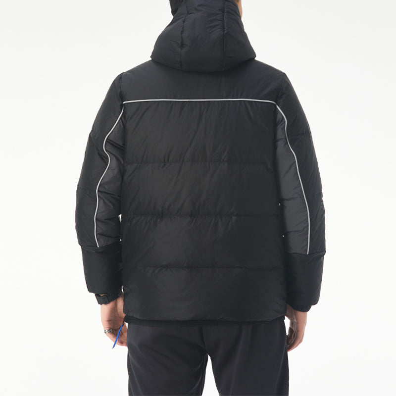 adidas neo M Brnd Dwn Puff Stay Warm Colorblock logo Printing Sports hooded down Jacket Black GJ8804