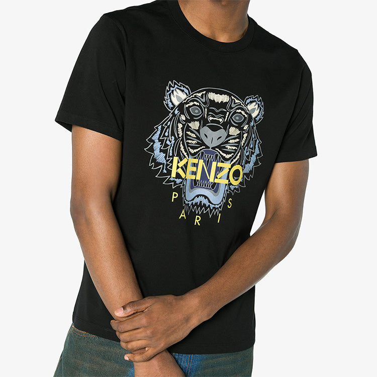 KENZO Tiger Head Alphabet Printing Short Sleeve Unisex Black 5TS0504YB99