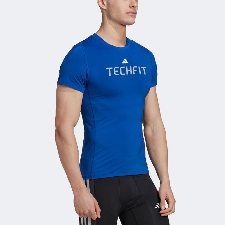 Men's adidas Logo Alphabet Printing Round Neck Short Sleeve Royal Blue T-Shirt HZ9683