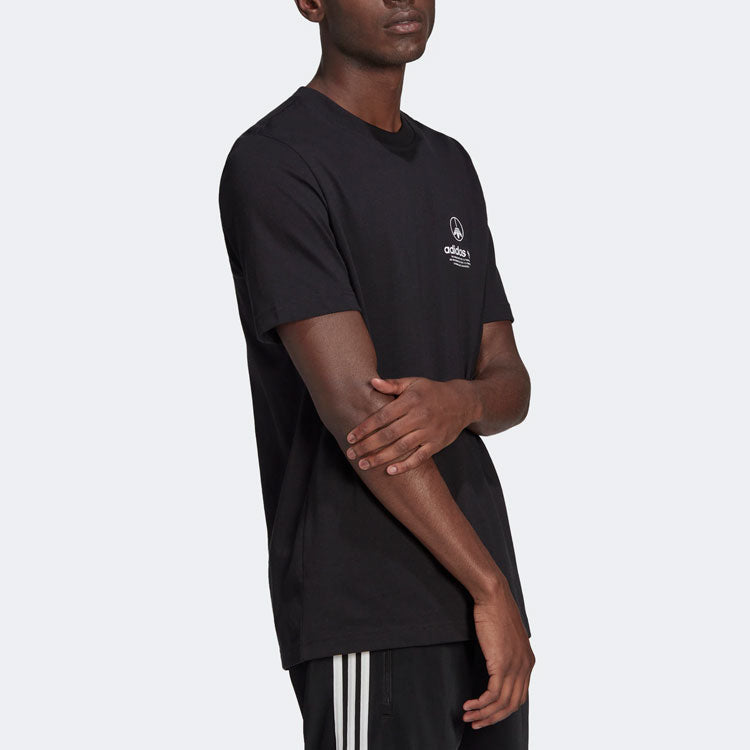 Men's adidas originals Solid Color Alphabet Logo Pattern Round Neck Short Sleeve Black T-Shirt HF4908