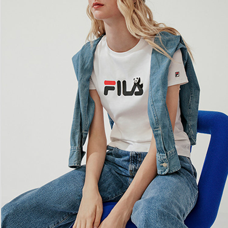 (WMNS) FILA Embroidered Alphabet Short Sleeve White F11W018141F-WT