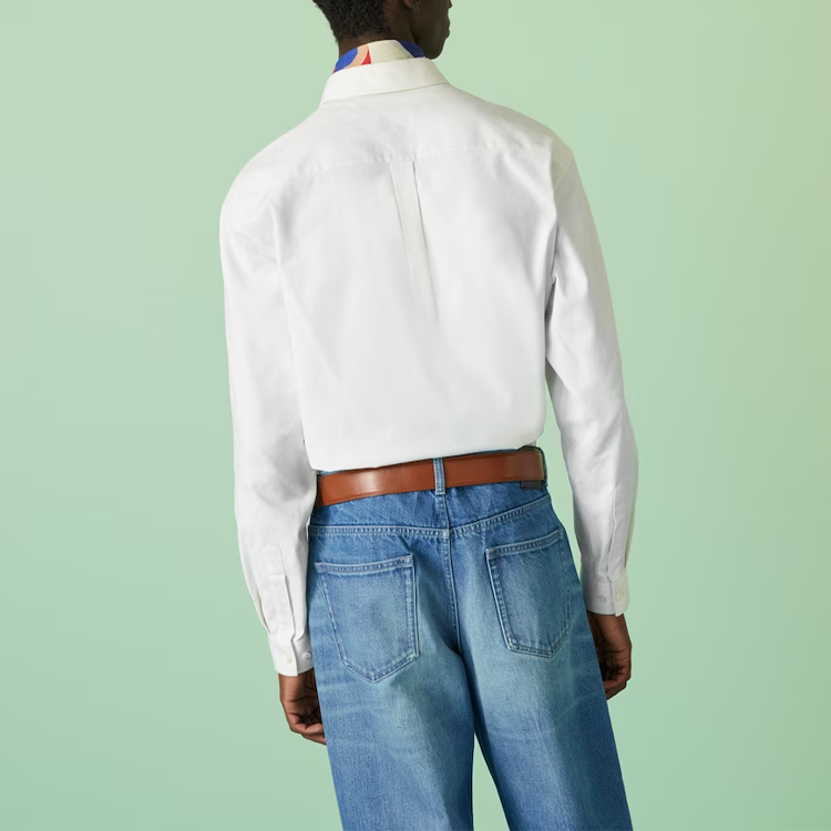 Gucci Oxford Cotton Shirt With Embroidery 'White' 742711-ZANVH-9002
