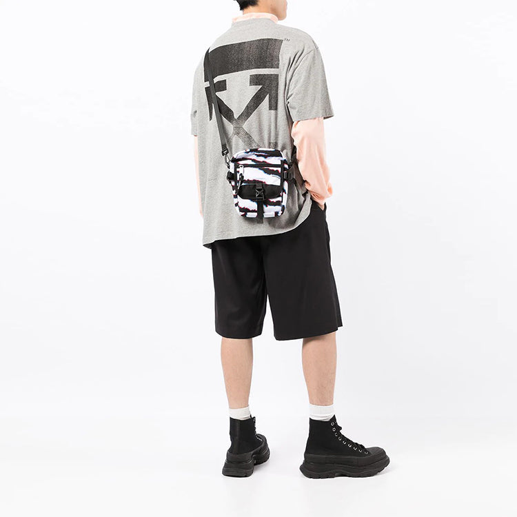 Men's Off-White FW21 Logo Printing Round Neck Pullover Short Sleeve Loose Fit Gray T-Shirt OMAA038F21JER0020810