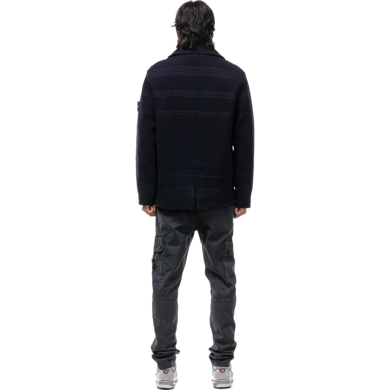 STONE ISLAND Double-Breasted Logo Patch Jacket 'Black' 771542952-V0020