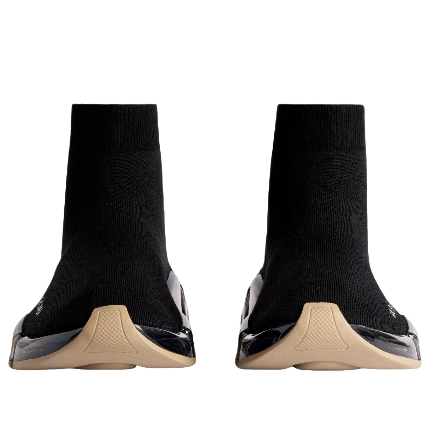(WMNS) Balenciaga Speed 2.0 Full Clear Sole Recycled Knit 'Black Beige' 617196W2DC41092