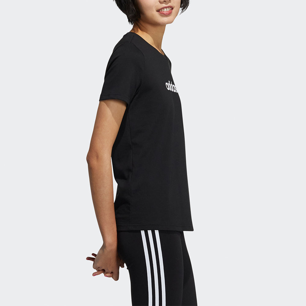 (WMNS) adidas neo Esntl Tee1 Logo Printing Sports Round Neck Short Sleeve Black GS5177