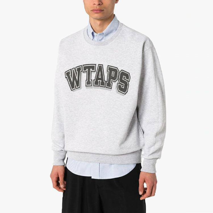 WTAPS Dawn. Design Crew Neck / Sweatshirt. Copo Letters Printed Pullover Sweatshirt Unisex Light Grey 201ATDT-CSM17