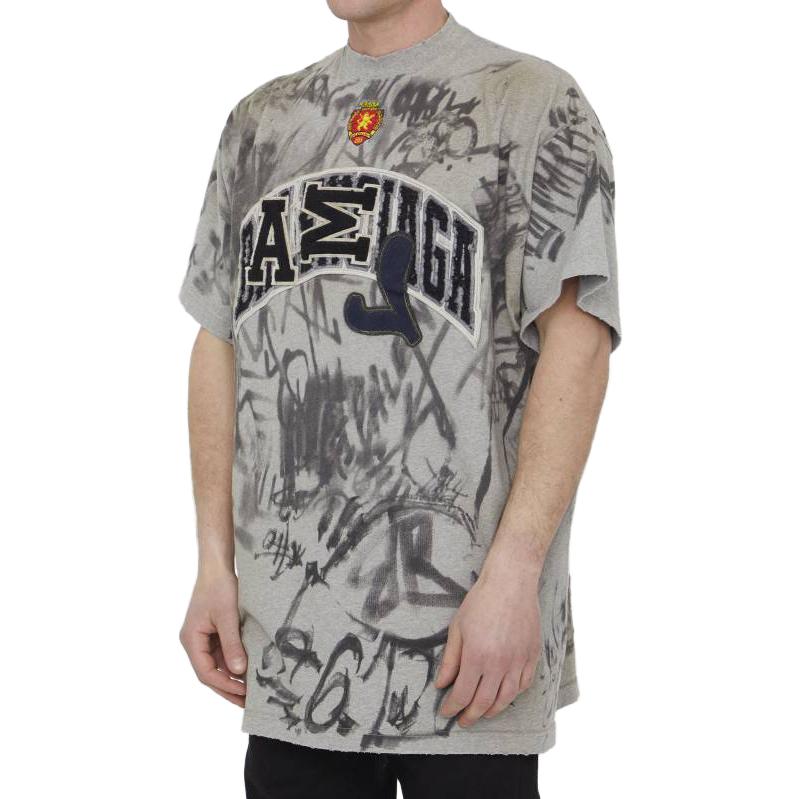 Balenciaga Skater Graffiti T-Shirt 'Heather Grey' 739028TOVA71300