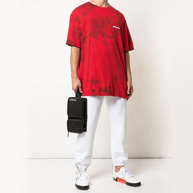 Men's Off-White Logo Tie Dye Red T-Shirt OMAA083S201850202000