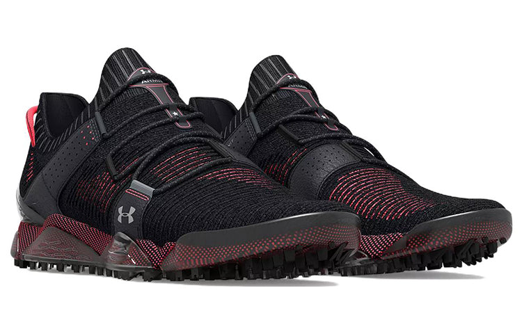 Under Armour HOVR Tour Spikeless Wide Golf Shoes 'Black Red' 3025744-001