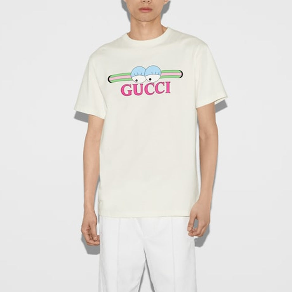 Gucci Cotton Jersey T-Shirt With Gucci Print 'Off White' 785345-XJGIM-9095