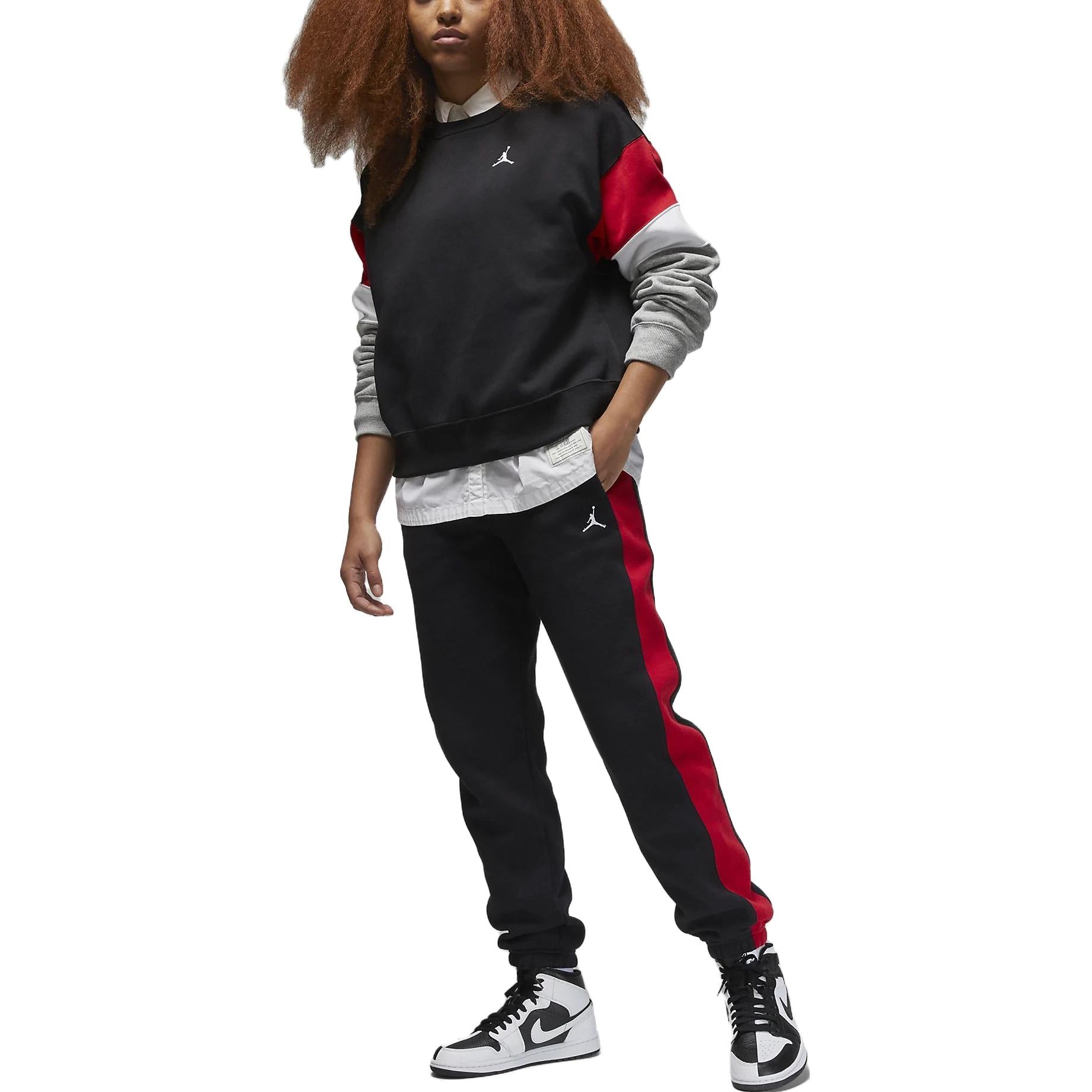 (WMNS) Air Jordan Brooklyn Sweatpants 'Black Red White' FB5171-010