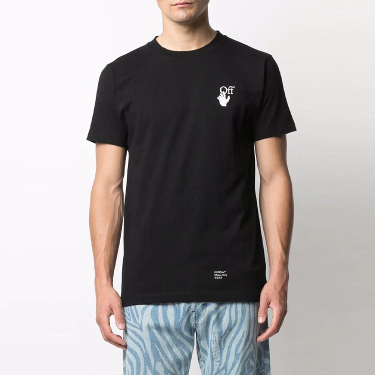 Off-White FW21 Alphabet Printing Round Neck Short Sleeve Version Black OMAA027F21JER0131001