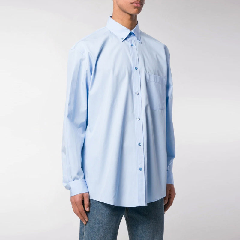 Balenciaga Back Logo Cotton Poplin Shirt 'Light Blue' 508465TWB044850