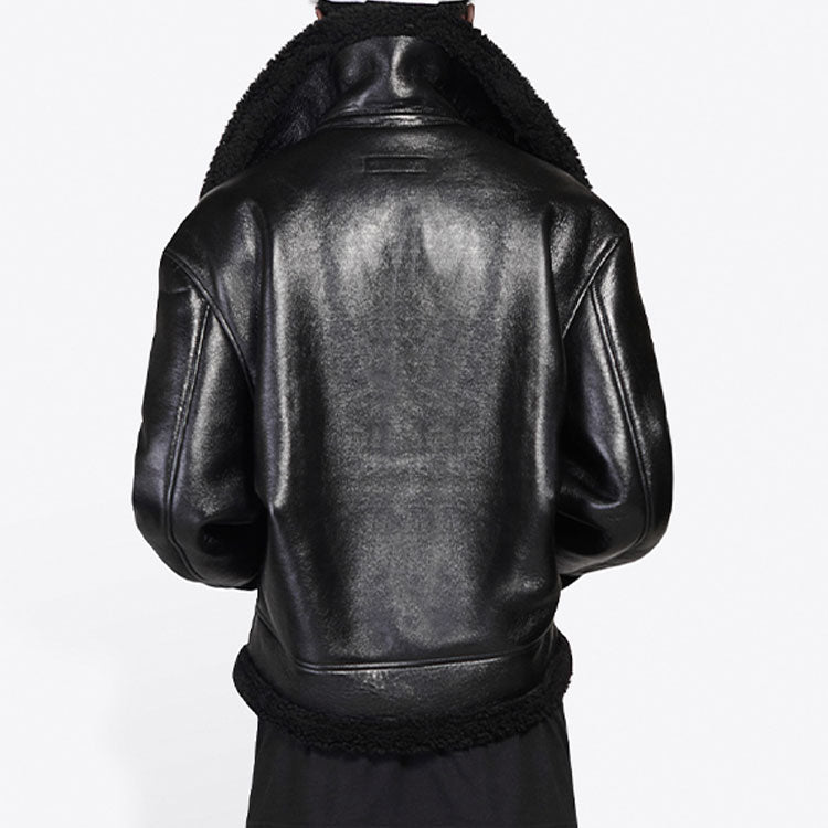 Balenciaga Cocoon Leather Aviator Jacket 'Black' 646456TKS311069