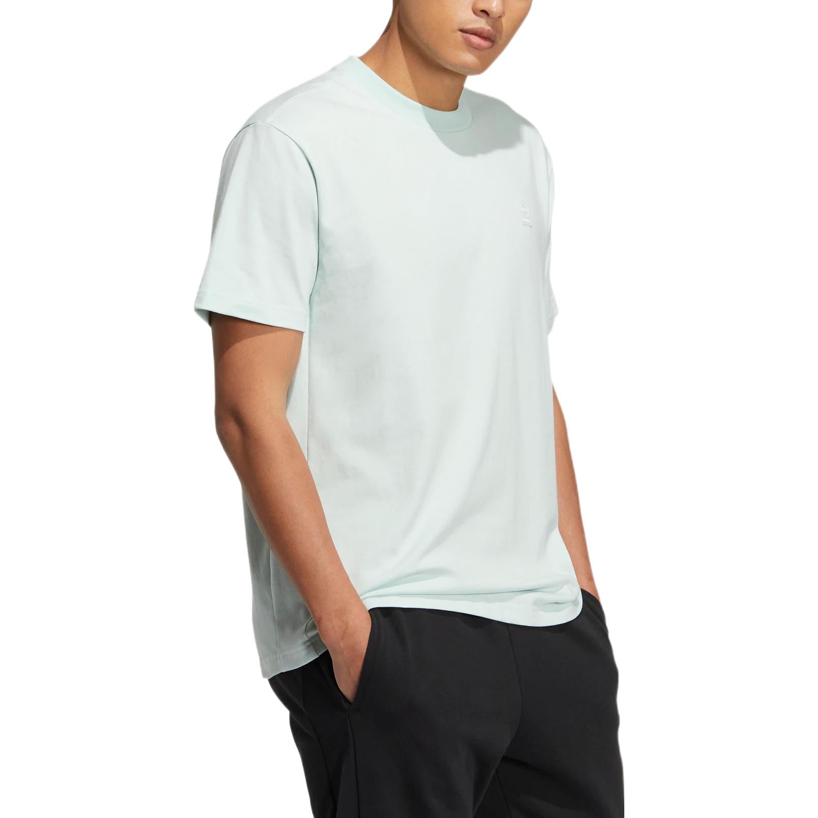 adidas neo Solid Color Round Neck Sports Short Sleeve Dotted Green T-Shirt HS6814