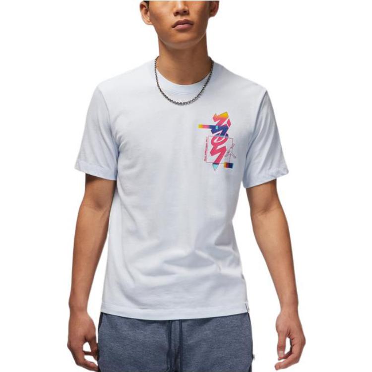 Men's Air Jordan x Zion Crossover Alphabet Printing Round Neck Short Sleeve White T-Shirt DR2125-453