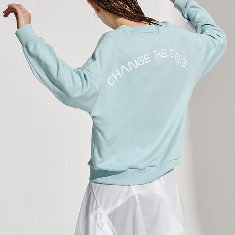 (WMNS) Fila Embroidered Logo Printing Loose Sports Round Neck Hoodie Blue T11W113211F-LB