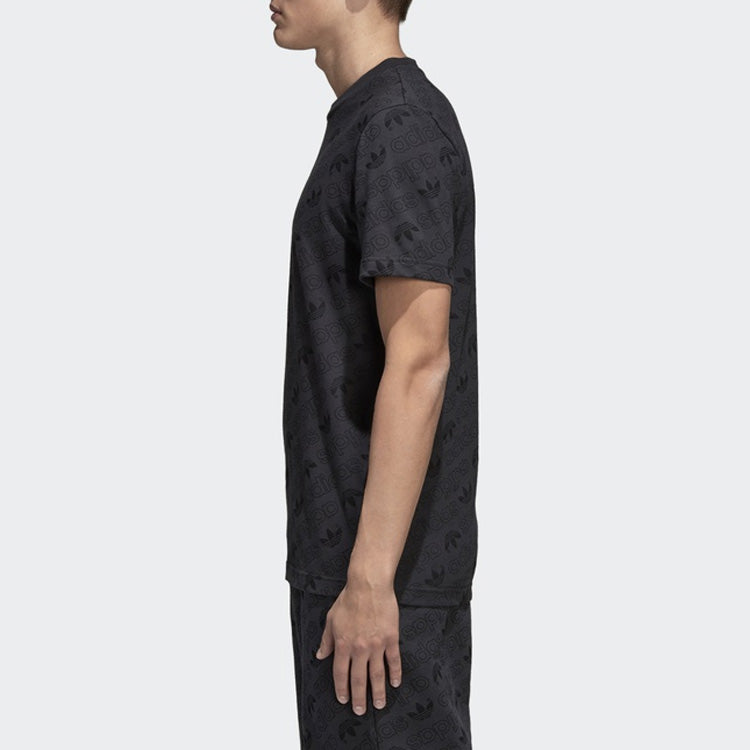 adidas originals Logo Full Print Sports Short Sleeve Black CE1556