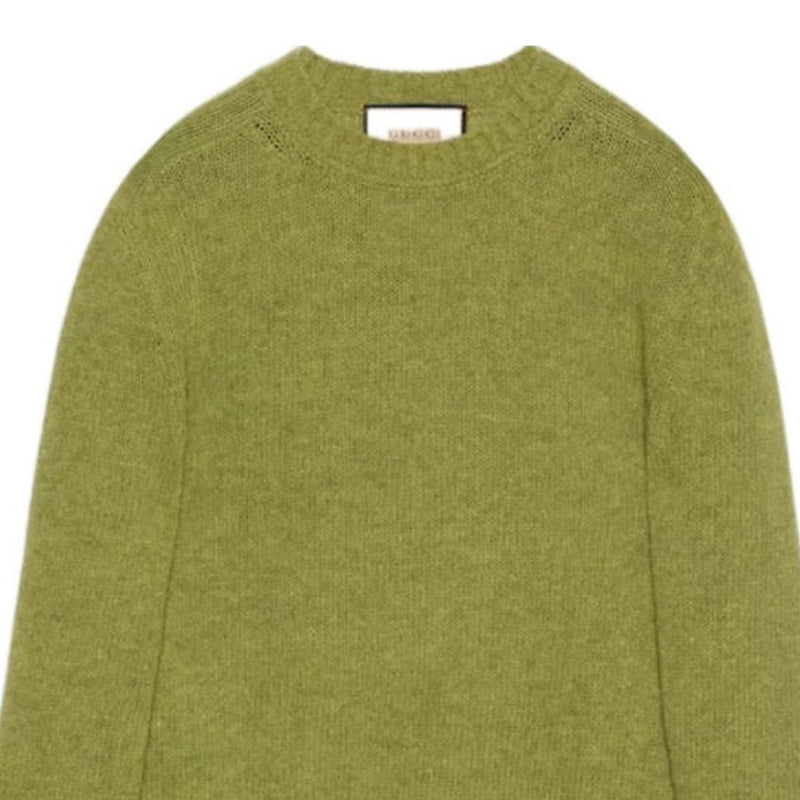 Gucci Logo Embroidery Wool Sweater 'Green' 763365-XKDNV-3553