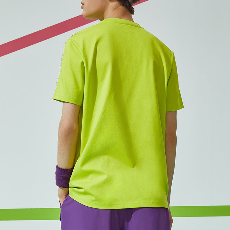 FILA FUSION Multi-Color Alphabet Shoulder Short Sleeve Fluorescence Yellow Green T11M026104F-LG