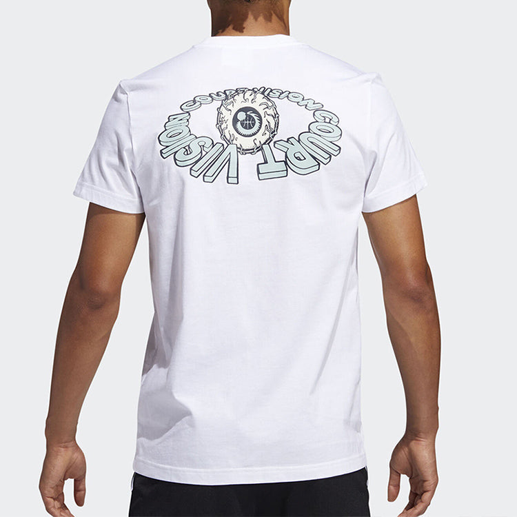 Men's adidas COURT VIZ TEE Round Neck White T-Shirt FM4982