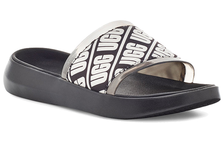 (WMNS) UGG Ruette Beach Black White Slippers 'Black White' 1111072-BLK