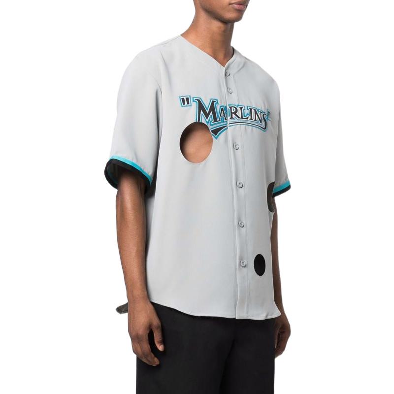 Off-White x New Era x MLB Miami Marlins Shirt 'White Blue Black' OMGA207G21FAB0010910