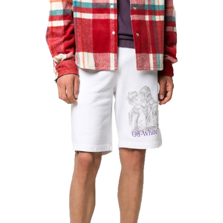 Off-White Portrait Pattern Printing Shorts White OMCI006S20E300070188