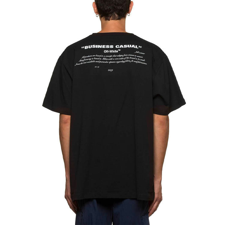 Off-White Bernini Oversize Cotton Printing Short Sleeve Loose Fit Black OMAA038F181850111030